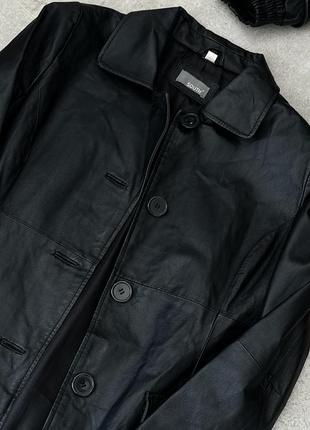 Чорний вінтажний шкіряний піджак курточка3 фото