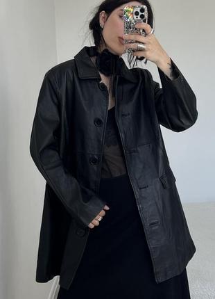 Чорний вінтажний шкіряний піджак курточка10 фото