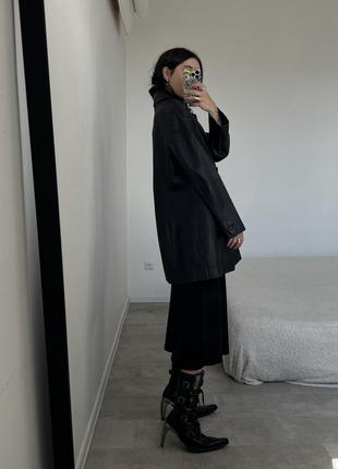 Чорний вінтажний шкіряний піджак курточка7 фото