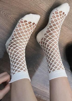 Шкарпетки трендова модель із сіткою в стилі haradjuku3 фото