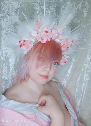 Авторська діадема корона німб стилізований образ санта муерте на хеллоуїн хелловін геловін фотосесію barbie