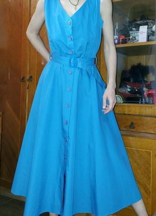 Небесно-голубое платье debenhams, спереди на пуговицах1 фото