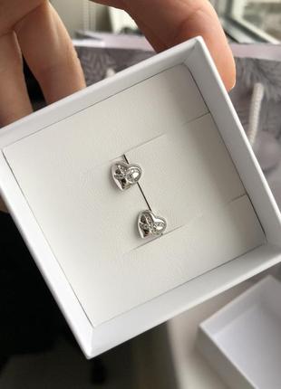 Серебряные серьги пуссеты сердце 4