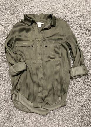 Рубашка блуза женская классическая цветная хаки от h&amp;m