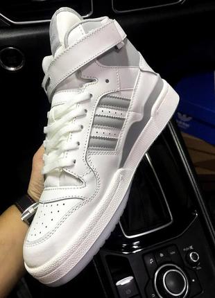 Кросівки чоловічі adidas forum 84 mid white & silver👟9 фото