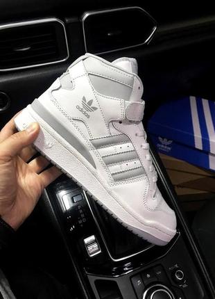 Кросівки чоловічі adidas forum 84 mid white & silver👟3 фото