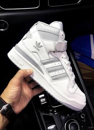 Кросівки чоловічі adidas forum 84 mid white & silver👟1 фото