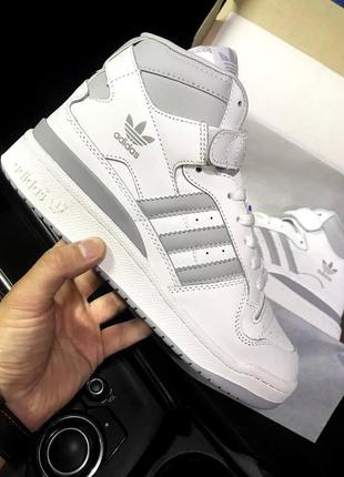 Кросівки чоловічі adidas forum 84 mid white & silver👟5 фото