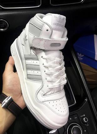 Кросівки чоловічі adidas forum 84 mid white & silver👟7 фото