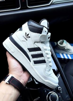 Кросівки чоловічі adidas forum 84 mid white & black1 фото