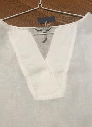 Льняная белая блузка / рубашка р. s (8-10)7 фото