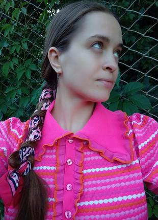 Свитер объемный воротничок свитер барби поло блуза розовая7 фото
