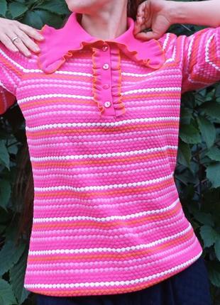 Свитер объемный воротничок свитер барби поло блуза розовая2 фото