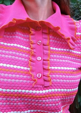 Свитер объемный воротничок свитер барби поло блуза розовая6 фото