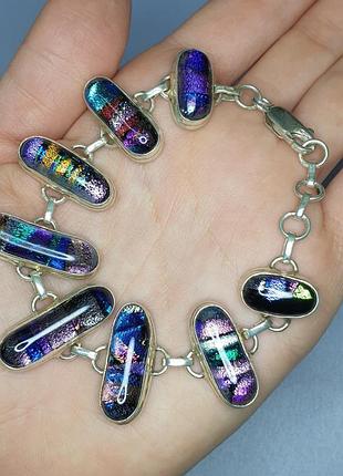 Серебряный браслет с аммолитом