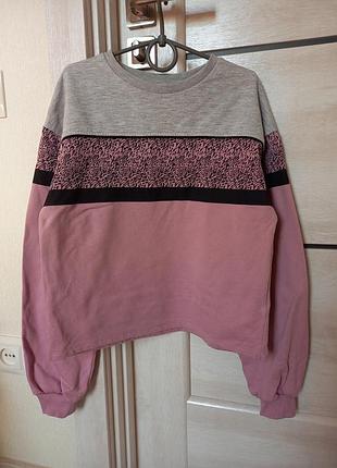 Теплый свитшот свитер свитер кофта джемпер пудровый с начесом для девочки 13-14 лет 158-164