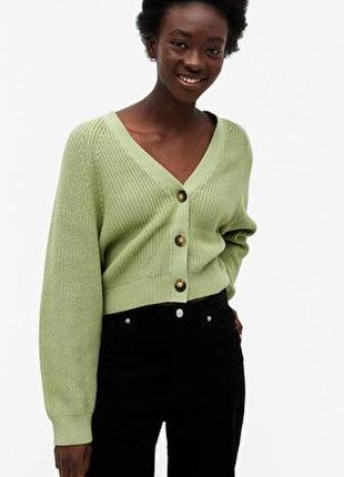 Кардиган, свитер, кофта, вязанный, зеленый, monki