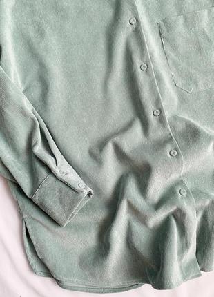 Рубашка, вельветовая, мятная, зеленая, зара, zara4 фото