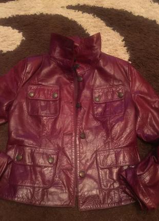 Куртка бородо червоний марсал натуральна шкіра