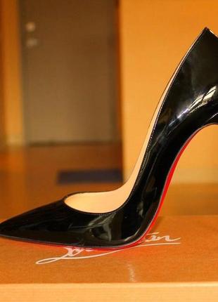 Женские черные кожаные туфли лодочки в стиле лабутены christian louboutin so kate туфли5 фото