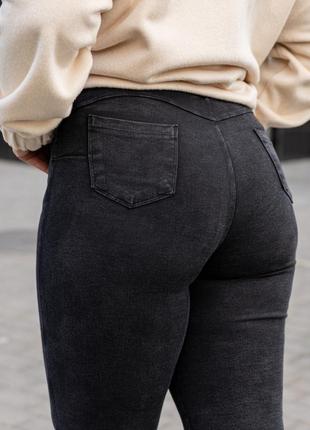 Стрейчевые джинсы с высокой, стрейчевые джеггинсы, джинсы на резинке, пепельные  джинсы 52-582 фото