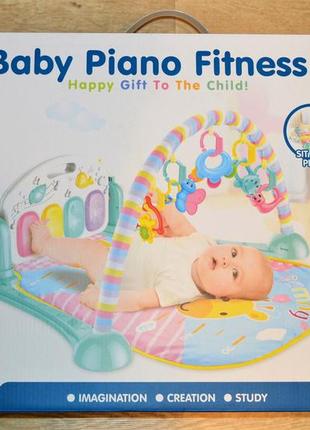 Дитячий килимок baby piano fitness розвиваючий музичний килимок дитячий килимок з піаніно килимок з дугами