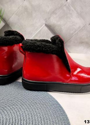 Красные зимние лаковые ботинки. только 36 р-р=23.5 см3 фото