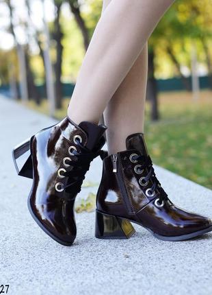 Женские модные ботинки с расклешенным каблуком 36 р-р9 фото