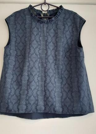 Качественная блуза топ из натуральной ткани в муаровый принт, размер 42/44, нитевичка7 фото