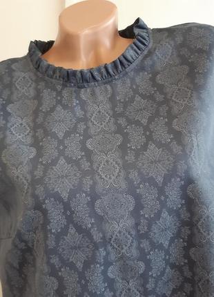 Качественная блуза топ из натуральной ткани в муаровый принт, размер 42/44, нитевичка6 фото
