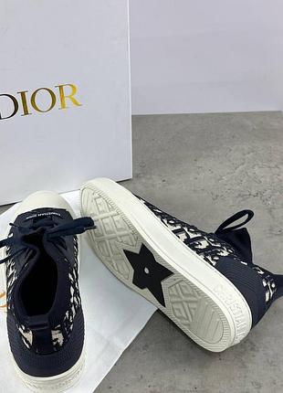 Женские синие текстильные кеды в стиле диор walk'n'dior с принтом сhristian dior oblique