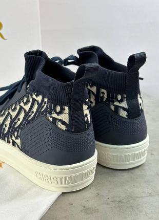 Женские синие текстильные кеды в стиле диор walk'n'dior с принтом сhristian dior oblique