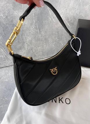 Сумка в стилі pinko чорна шкіра
