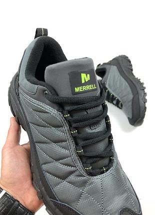 Merrell кроссовки мужские термо мерол осенние зимние евро зима водонепроницаемые отличное качество серые с салатовым7 фото