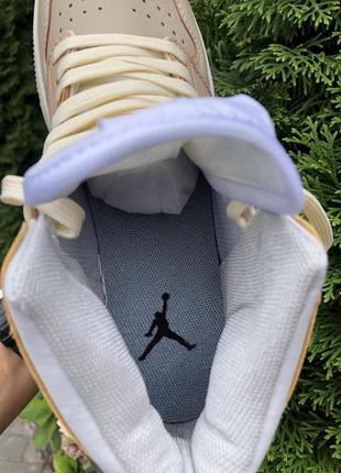 Nike air jordan 1 retro кросівки жіночі шкіряні відмінна якість кеди найк джордан осінні бежеві високі2 фото