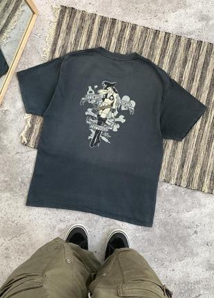 Vintage lucky 13 tee вінтаж чоловіча футболка сіра мерч з принтом тату трайбл ed hardy розмір l