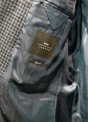 Пиджак полушерстяной темно-синий в гусиную лапку moss london шерсть3 фото