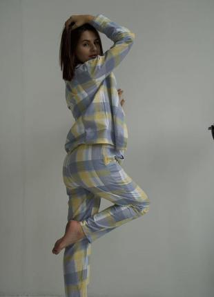 Тепла піжама фланелева сорочка та штани/байкова піжама в клітку4 фото
