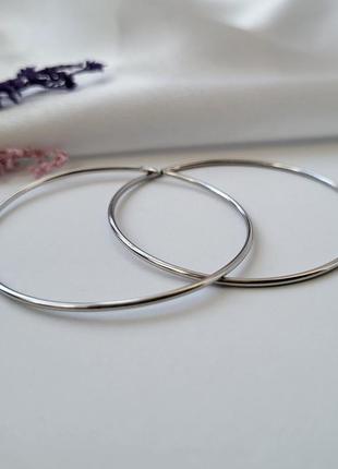 Серебряные сережки(пара) серьги кольца конго 50 мм серебро 925 пробы родированные 3.10г 50051р6 фото