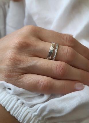 Кольцо серебряное женское колечко дорожка белых камнях серебро 925 18.0 размер б390  3.99г