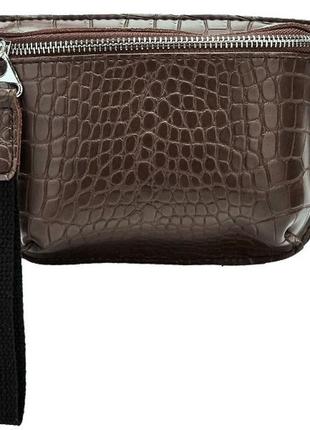 Женская сумка из эко кожи под крокодила edibazzar коричневая4 фото