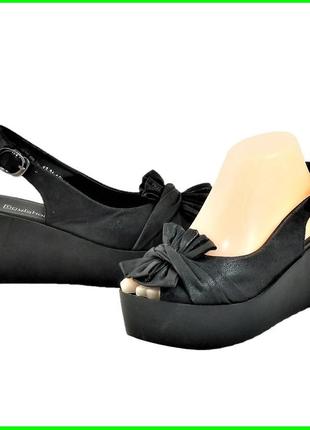 Жіночі сандалії босоніжки на танкетці платформа чорні літні (розміри: 36,37) - 21-1