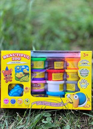 Тесто для лепки colour dough цветное тесто с фигурками для лепки набор теста для лепки набор 12 баночек теста 2
