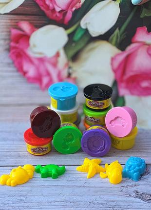 Тесто для лепки colour dough цветное тесто с фигурками для лепки набор теста для лепки набор 12 баночек теста 3