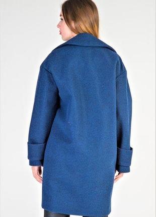 Пальто кашемировое оверсайз  цвета джинс3 фото