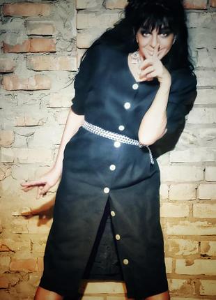 Льняное винтажное платье лен коттон хлопок миди betty barclay