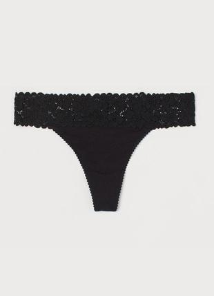 Трусики стринги h&m cotton lace thong - s