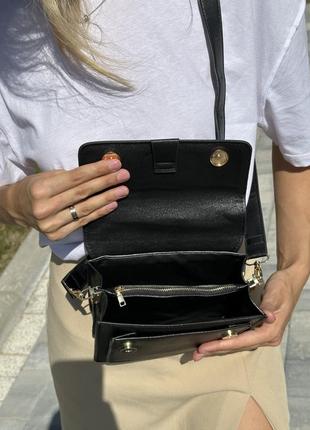 Женская классическая сумочка кросс-боди черная3 фото