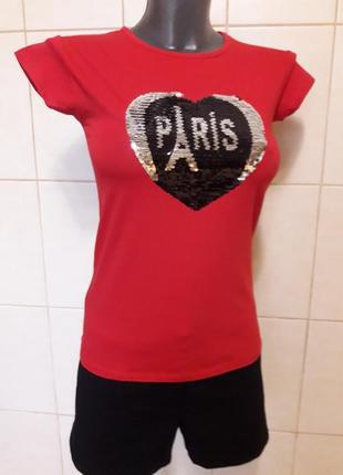 Красивая,эффектная,качественная,стрейчевая красная футболка has&lafe,оne size,на xs/s/m1 фото