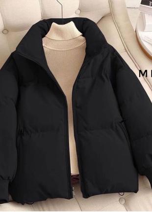 Осенняя теплая женская куртка оверсайз, модная стильная теплая куртка на молнии без капюшона синтепон 200